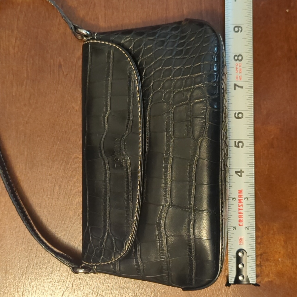Tommy Hilfiger small black purse crocodile pattern